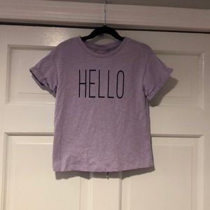 Cat & Jack Purple/Black HELLO Lace Up Tee S/6-6x